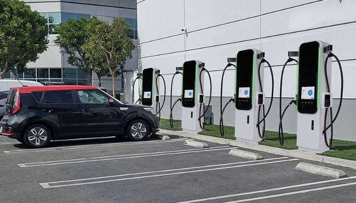 An undated image of a car at an EV station. — Google
