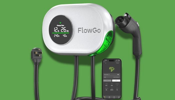 An undated image of FlowGo Level 2 EV Charger. — FlowGo
