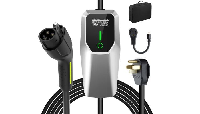 An undated image of Junsun Level 2 Portable EV Charger. — Junsun