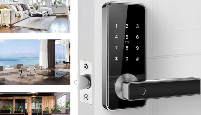 An undated image of Nyboer Smart Keypad Door Lock. — Nyboer