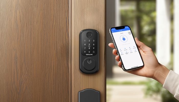 An undated image of DESLOC B200 Fingerprint Smart Lock. — DESLOC