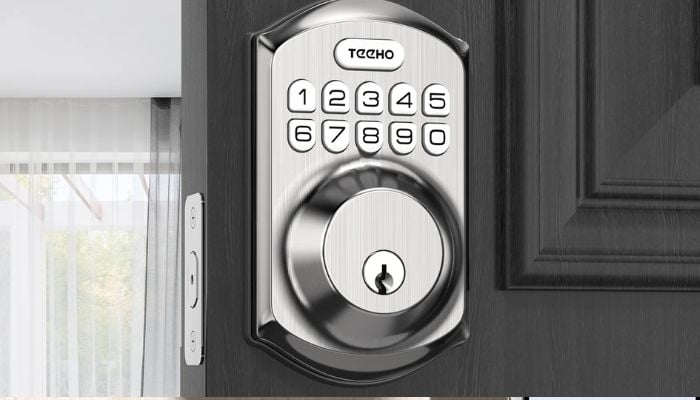 An undated image of TEEHO TE001 Keypad Door Lock. —