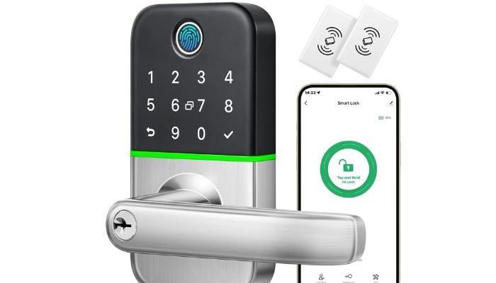 An undated image of Kucacci Smart Door Handle Lock. — Kucacci