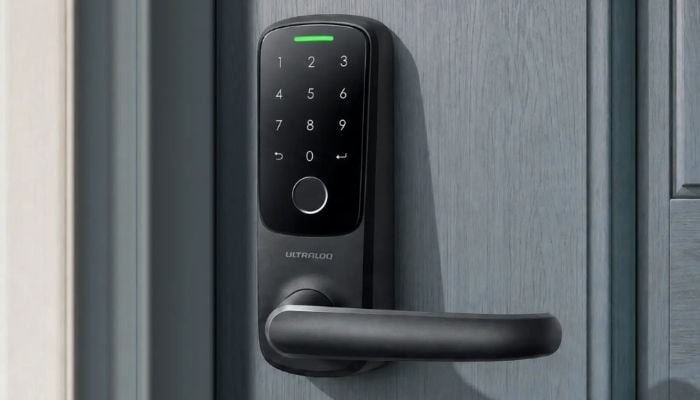 An undated image of ULTRALOQ Bolt Fingerprint Smart Lock with Handle. — ULTRALOQ