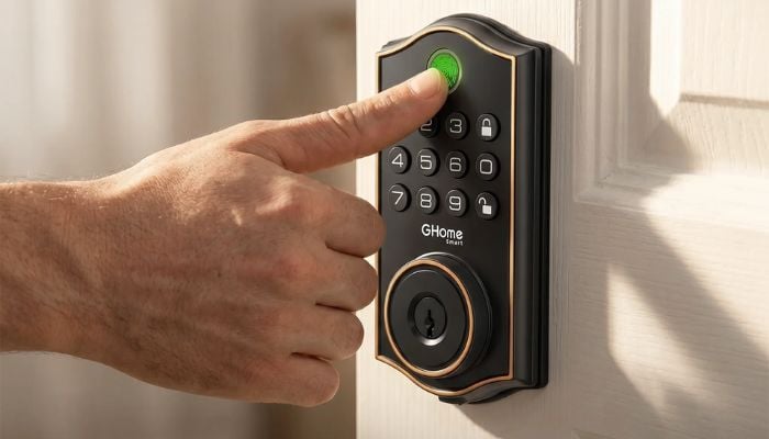 An undated image of GHome Smart Fingerprint Door Lock. — GHomeSmart