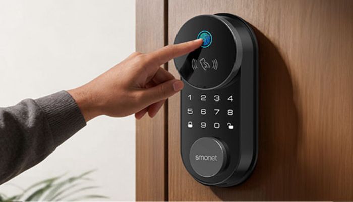 An undated image of SMONET AH1 Apple Home Key Smart Lock. — SMONET