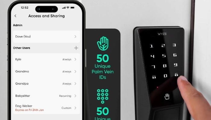 An undated image of Wyze Palm Smart Door Lock. — Wyze
