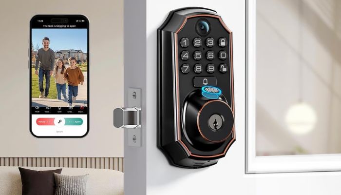 An undated image of ARPHA WiFi Smart Lock with Camera. — ARPHA