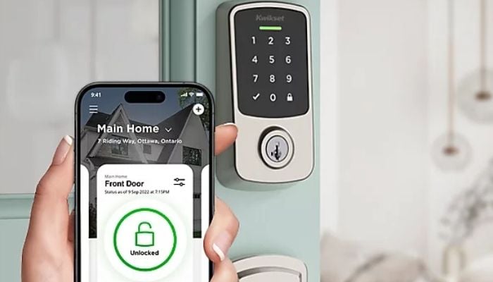 An undated image of Kwikset Aura Reach Smart Lock. — Kwikset