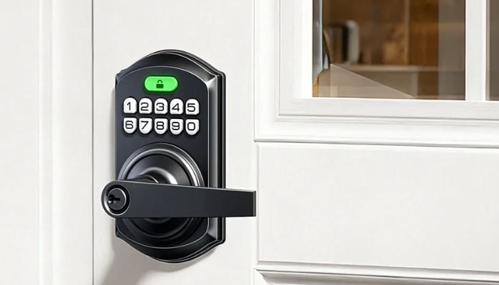 An undated image of TEEHO TE019 Smart Keypad Door Lock. —  TEEHO
