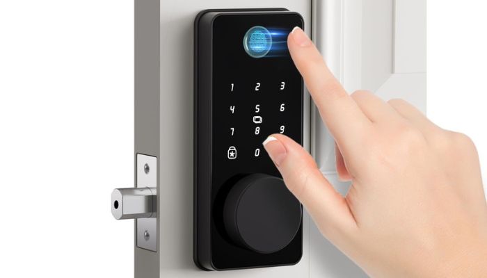 An undated image of Biquole Smart Keypad & Biometric Door Lock. — Biquole