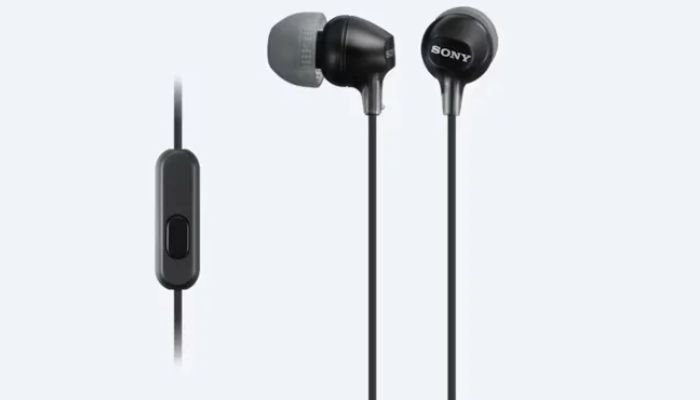 An undated image of Sony MDR-EX15LP In-Ear Headphones. — Sony