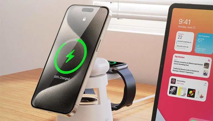 An undated image of a wireless charger.